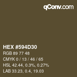 Farbcode: HEX #594D30 | qconv.com