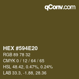 Farbcode: HEX #594E20 | qconv.com