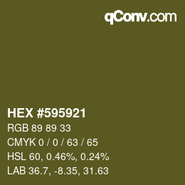 カラーコード: HEX #595921 | qconv.com