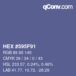 Farbcode: HEX #595F91 | qconv.com