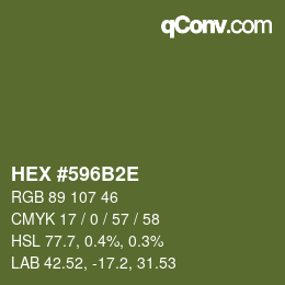 Color code: HEX #596B2E | qconv.com