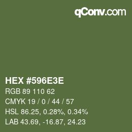 Color code: HEX #596E3E | qconv.com