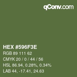 Color code: HEX #596F3E | qconv.com