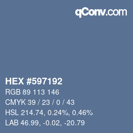 Farbcode: HEX #597192 | qconv.com
