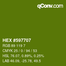 Color code: HEX #597707 | qconv.com