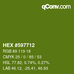 颜色代码: HEX #597712 | qconv.com