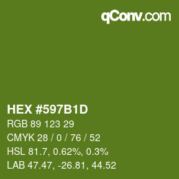 Color code: HEX #597B1D | qconv.com