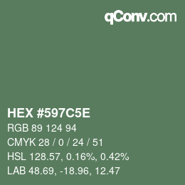 Color code: HEX #597C5E | qconv.com