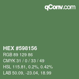 Farbcode: HEX #598156 | qconv.com