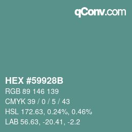 カラーコード: HEX #59928B | qconv.com