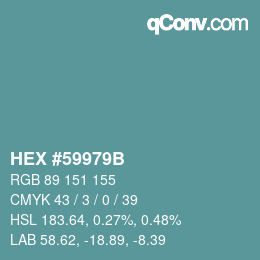 Color code: HEX #59979B | qconv.com