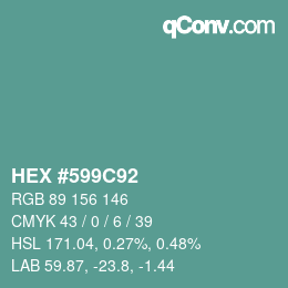 Color code: HEX #599C92 | qconv.com