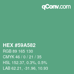 カラーコード: HEX #59A582 | qconv.com