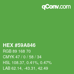 Color code: HEX #59A846 | qconv.com