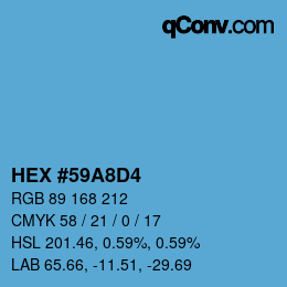 カラーコード: HEX #59A8D4 | qconv.com