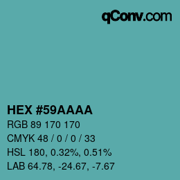 Color code: HEX #59AAAA | qconv.com