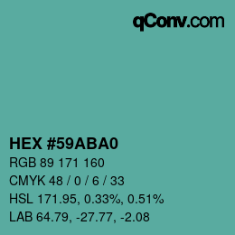 Color code: HEX #59ABA0 | qconv.com