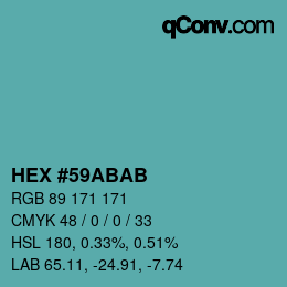 Color code: HEX #59ABAB | qconv.com
