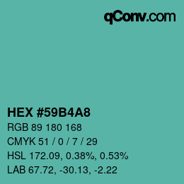 Color code: HEX #59B4A8 | qconv.com