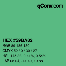 カラーコード: HEX #59BA82 | qconv.com