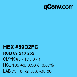 颜色代码: HEX #59D2FC | qconv.com