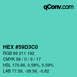 Color code: HEX #59D3C0 | qconv.com