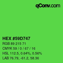 颜色代码: HEX #59D747 | qconv.com