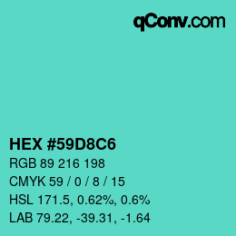 Color code: HEX #59D8C6 | qconv.com