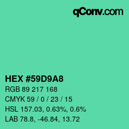 Color code: HEX #59D9A8 | qconv.com