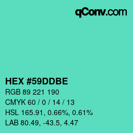 Color code: HEX #59DDBE | qconv.com
