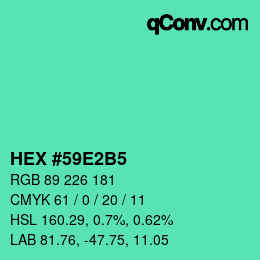 カラーコード: HEX #59E2B5 | qconv.com