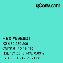 Color code: HEX #59E6D1 | qconv.com