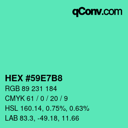 カラーコード: HEX #59E7B8 | qconv.com