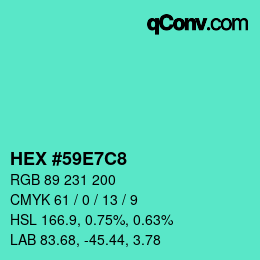 Color code: HEX #59E7C8 | qconv.com
