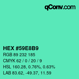 颜色代码: HEX #59E8B9 | qconv.com