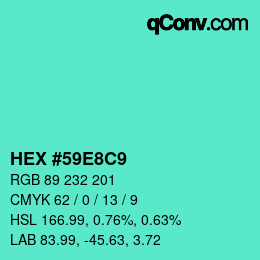 Color code: HEX #59E8C9 | qconv.com