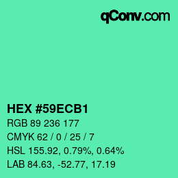 Farbcode: HEX #59ECB1 | qconv.com