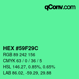Farbcode: HEX #59F29C | qconv.com