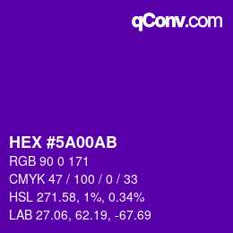 Color code: HEX #5A00AB | qconv.com