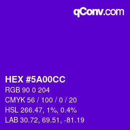 Color code: HEX #5A00CC | qconv.com