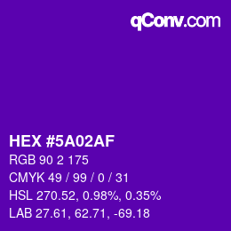 Color code: HEX #5A02AF | qconv.com