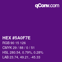 Color code: HEX #5A0F7E | qconv.com