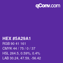 Color code: HEX #5A29A1 | qconv.com