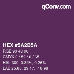 颜色代码: HEX #5A2B5A | qconv.com