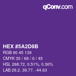 Color code: HEX #5A2D8B | qconv.com