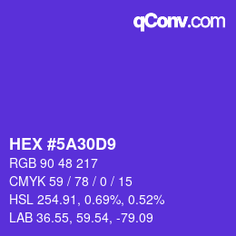 Farbcode: HEX #5A30D9 | qconv.com