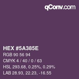 Color code: HEX #5A385E | qconv.com