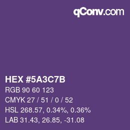 Color code: HEX #5A3C7B | qconv.com