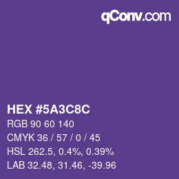 Color code: HEX #5A3C8C | qconv.com