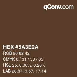 Farbcode: HEX #5A3E2A | qconv.com